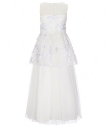 Bonnie Jean Lilac/Off White Illusion Floral Embroidered Peplum Ball Gown